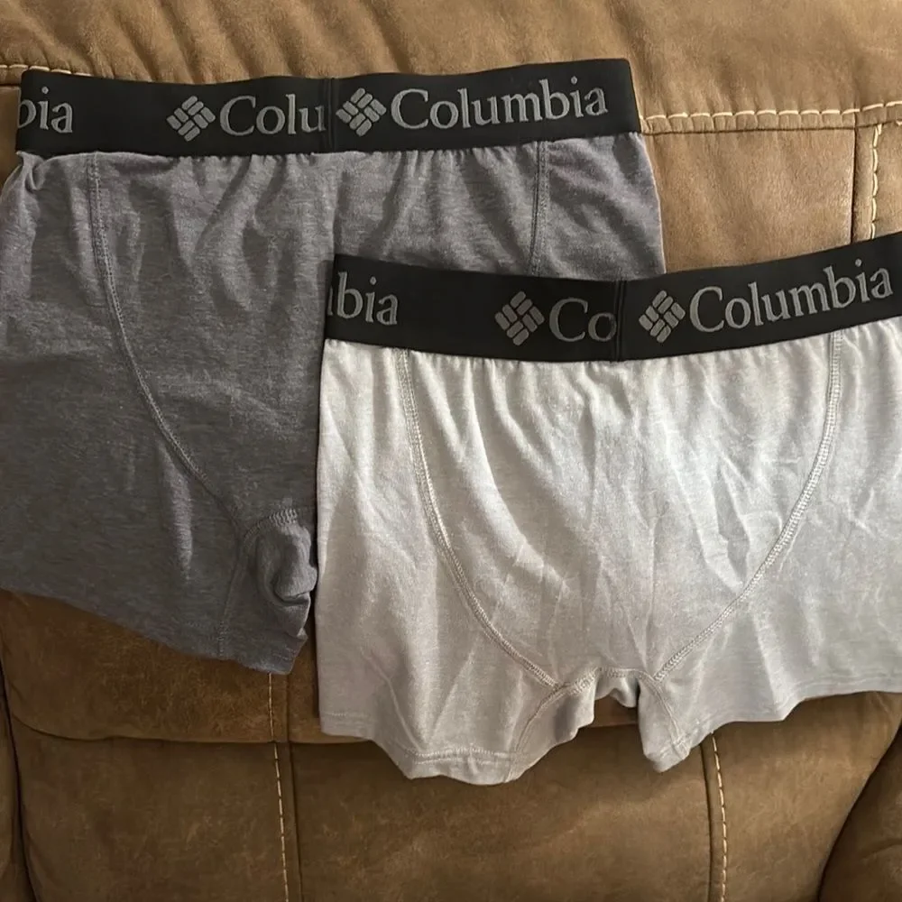 NWOT 2 pairs of Columbia Gray Boxer Briefs Soft Comfort Fit